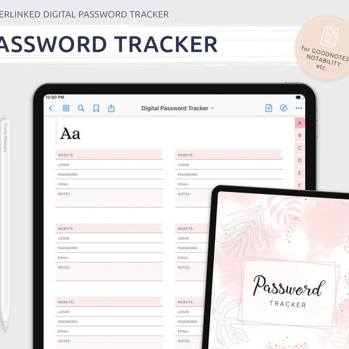 Password Book Password Keeper Digital Planner Goodnotes - Etsy