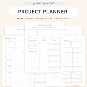 Project Planner, Printable, To Do List, Work Planner, Project Timeline Tracker, Task List, Project Management, A4, A5, Letter size