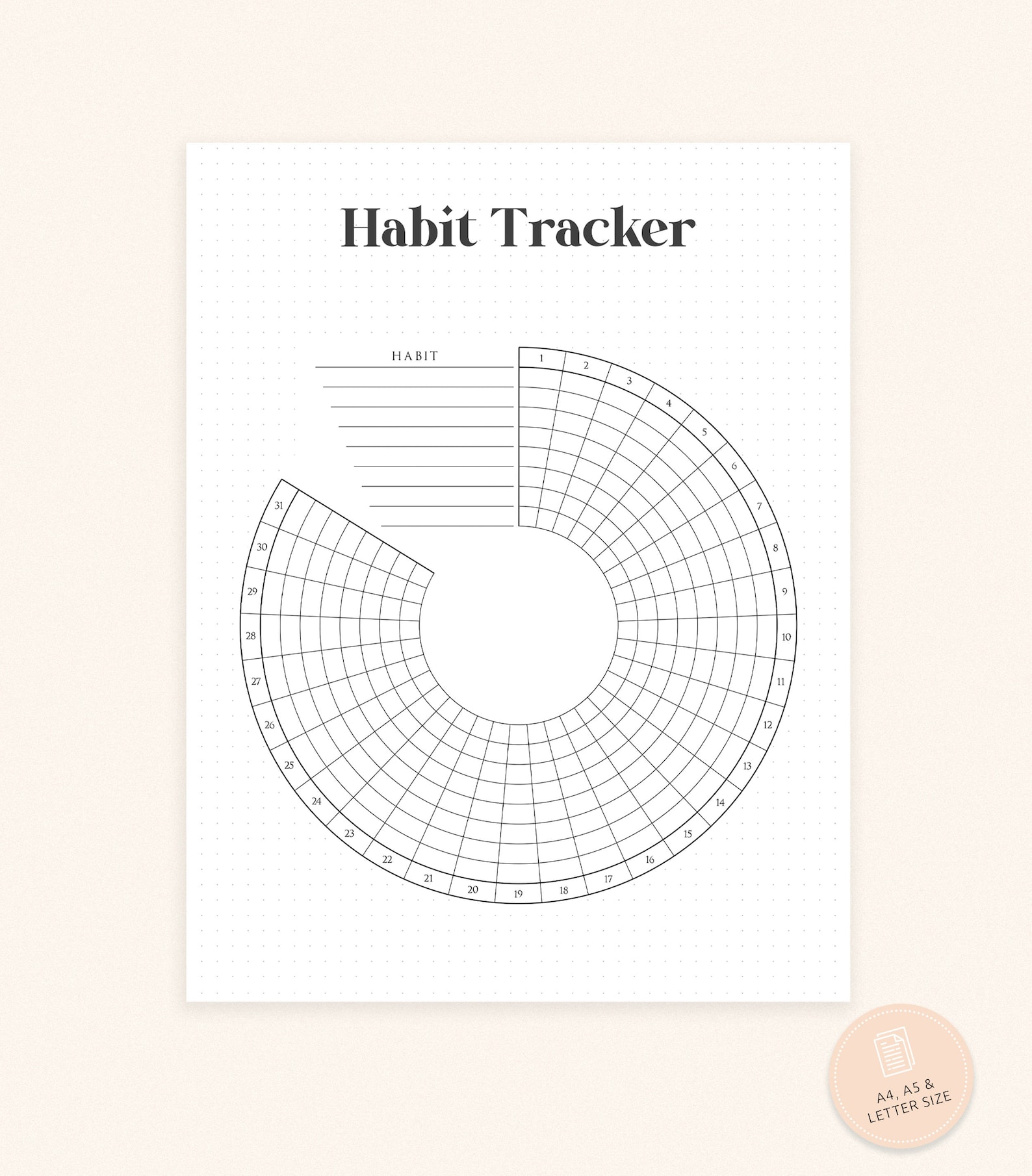 Habit Tracker Circle Monthly Habit Tracking Habits Circular Etsy