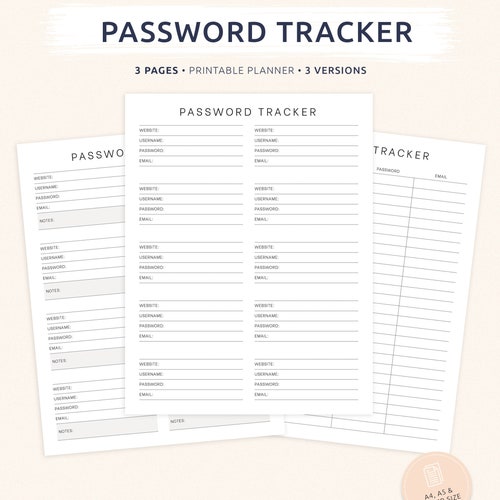 Password Tracker Printable Organizer - Etsy