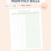 Monthly Bills Tracker Bill Organizer Bill Due Checklist A4 - Etsy