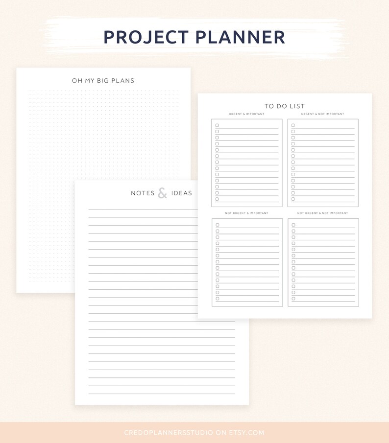 Project Planner Printable to Do List Work Planner Project - Etsy