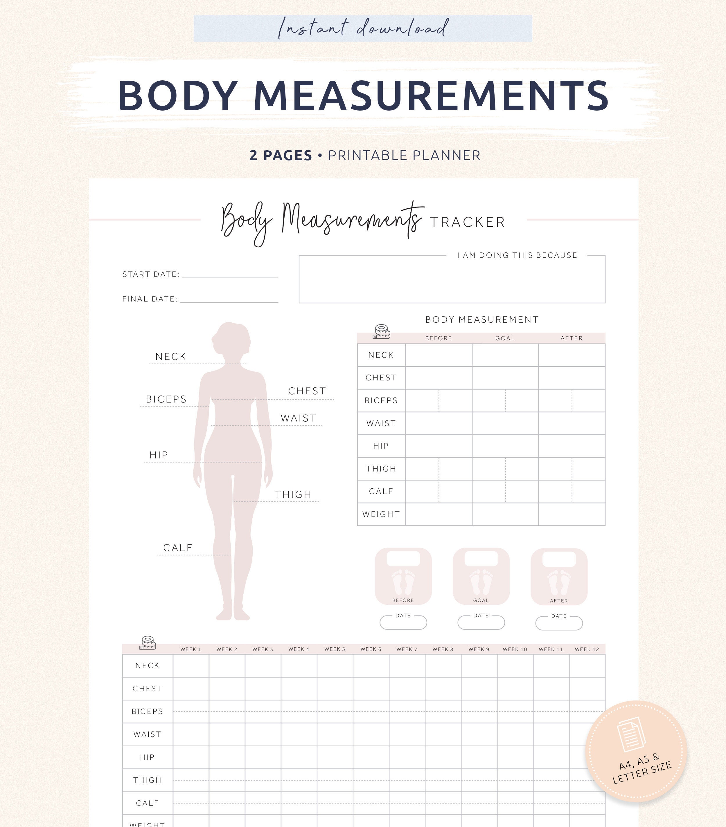 Body Measurement Tracker Body Measurements Chart Men And Women 