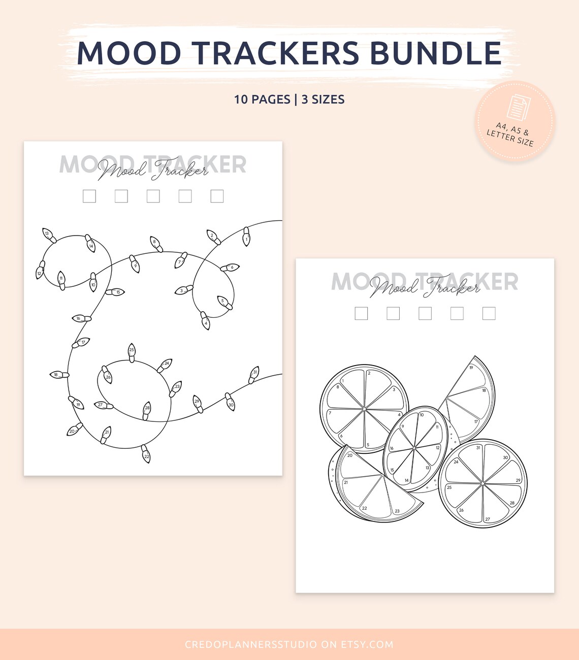 Mood Tracker Bundle 10 Mood Trackers Circle Tracker Monthly | Etsy