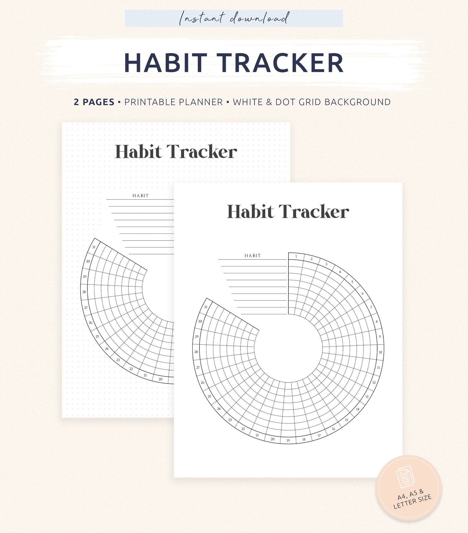 Habit Tracker Circle Monthly Habit Tracking Habits Circular Etsy