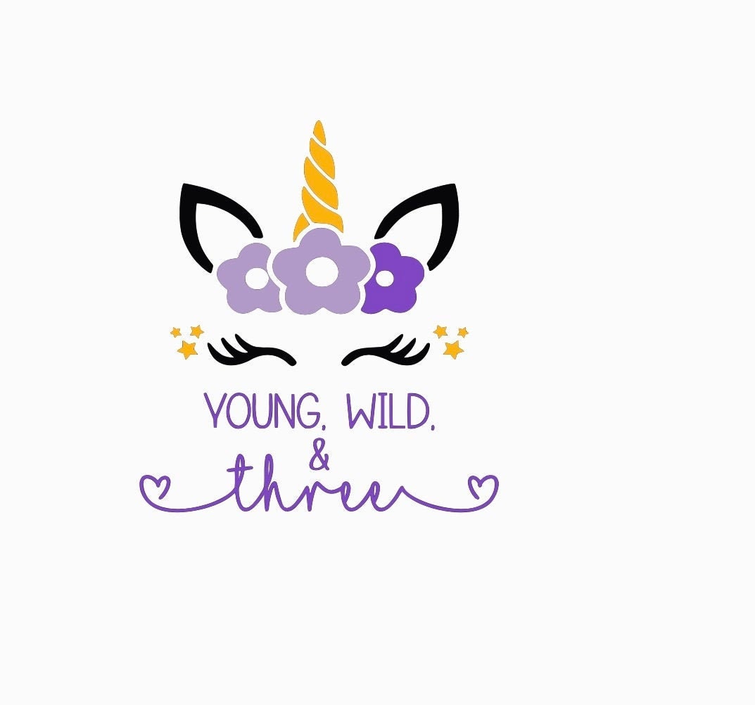 Young Wild & Three Unicorn Svg | Etsy