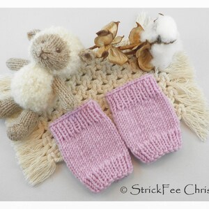 warm knitted baby pulse warmers 0 3 months Newborn 100% wool Merino, baby cuffs, gift for birth, baptism, arm cuffs, newborn rosa leich Lilastich