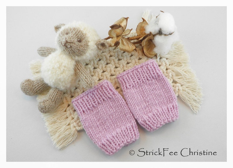 warm knitted baby pulse warmers 0 3 months Newborn 100% wool Merino, baby cuffs, gift for birth, baptism, arm cuffs, newborn rosa leich Lilastich