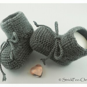 Knitted warm baby booties, baby shoes, baby booties, 100% wool (Merino) knitted shoes, gift for birth, christening, baby boy, baby girl image 7