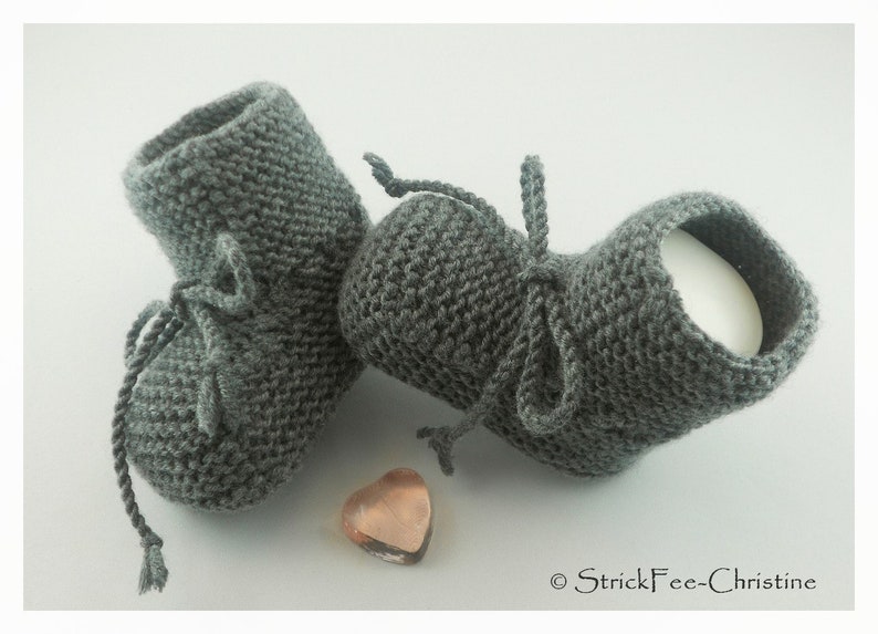 Knitted warm baby booties, baby shoes, baby booties, 100% wool (Merino) knitted shoes, gift for birth, christening, baby boy, baby girl image 7