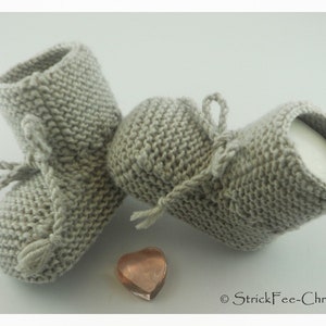 Knitted warm baby booties, baby shoes, baby booties, 100% wool (Merino) knitted shoes, gift for birth, christening, baby boy, baby girl image 5