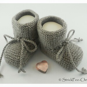 Knitted warm baby booties, baby shoes, baby booties, 100% wool (Merino) knitted shoes, gift for birth, christening, baby boy, baby girl Farbe: hellbraun