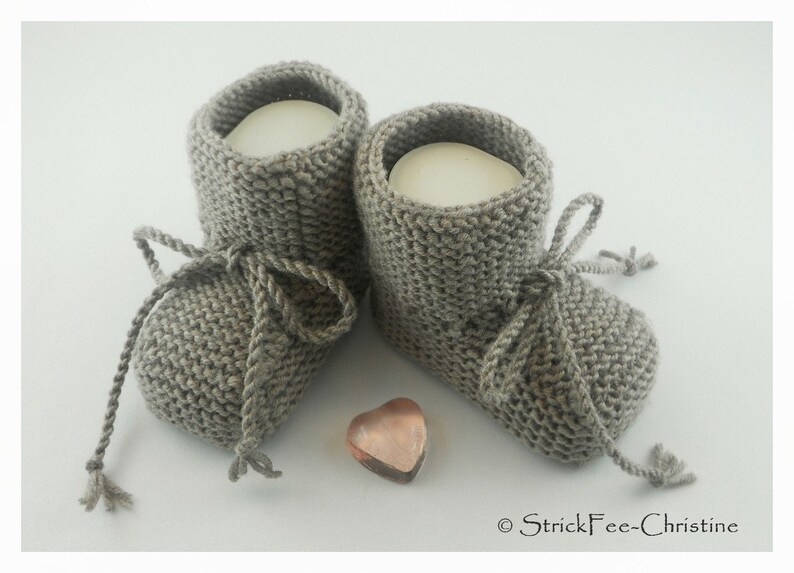 Knitted warm baby booties, baby shoes, baby booties, 100% wool (Merino) knitted shoes, gift for birth, christening, baby boy, baby girl Farbe: hellbraun