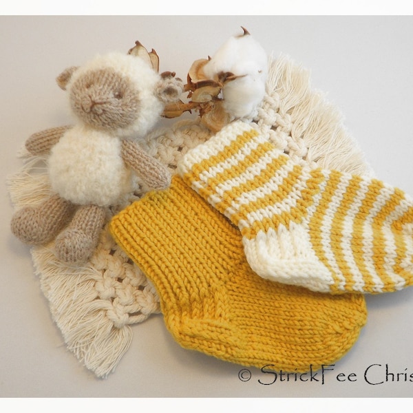 extra dicke Erstlingsocken, Babysocken, Stricksocken, 100 % Wolle (Merino) 9,5 cm, Geschenk zur Geburt, Taufe, Babyfotografie, Babyboy/Girl