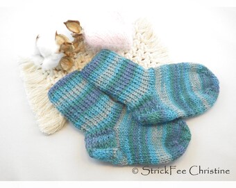 Gr. 18/19 dicke handgestrickte Kindersocken (11,5 cm) , Mischgewebe, Wollsocken, Stricksocken, Kuschelsocken, Wintersocken, Geschenk, unisex