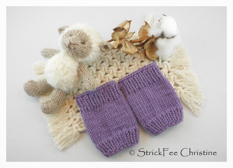 warm knitted baby pulse warmers 0 3 months Newborn 100% wool Merino, baby cuffs, gift for birth, baptism, arm cuffs, newborn lila