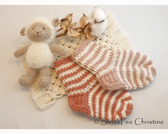 extra dicke warme Erstlingssöckchen, Babysöckchen, Taufsöckchen, 100 % Wolle (Merino) 9,5 cm, Geschenk zur Geburt, Taufe, Babyfotografie