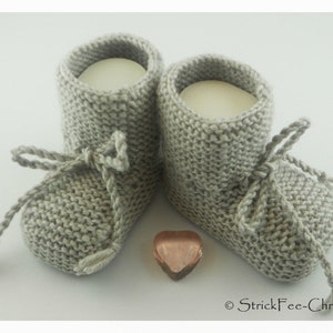 Knitted warm baby booties, baby shoes, baby booties, 100% wool (Merino) knitted shoes, gift for birth, christening, baby boy, baby girl Farbe: beige