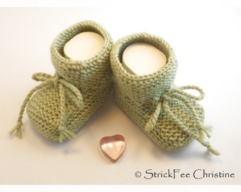 Hand-knitted warm baby booties, 100% Merino wool, gift for birth, christening, unisex, hand-knitted, baby photography