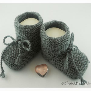 Knitted warm baby booties, baby shoes, baby booties, 100% wool (Merino) knitted shoes, gift for birth, christening, baby boy, baby girl Farbe: grau