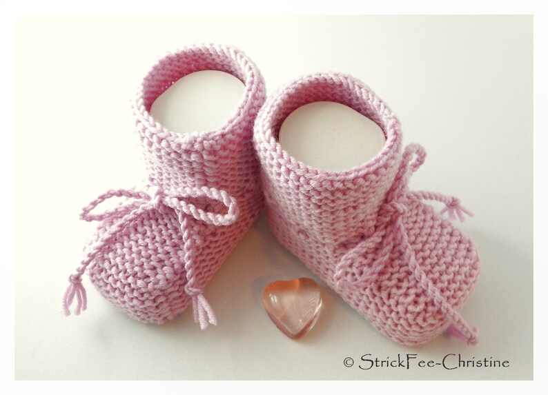 Knitted warm baby booties, baby shoes, baby booties, 100% wool (Merino) knitted shoes, gift for birth, christening, baby boy, baby girl rosa mit lilastich