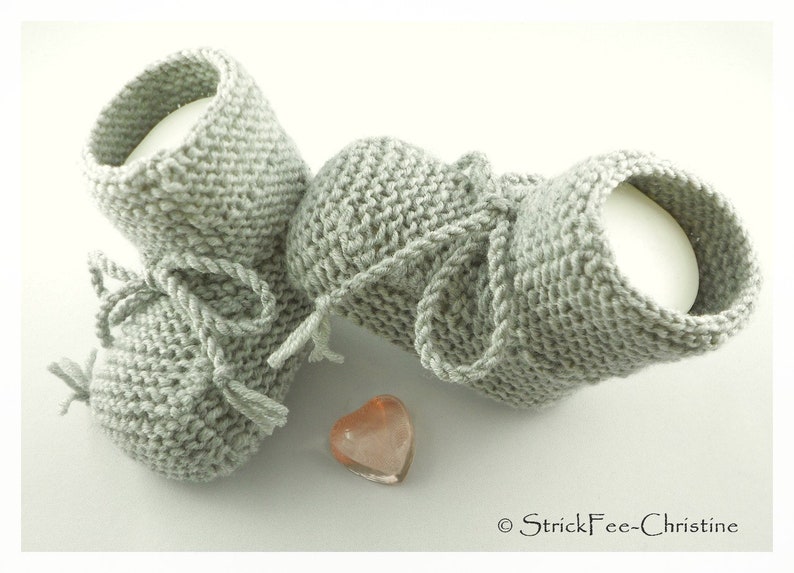 Knitted warm baby booties, baby shoes, baby booties, 100% wool (Merino) knitted shoes, gift for birth, christening, baby boy, baby girl image 3