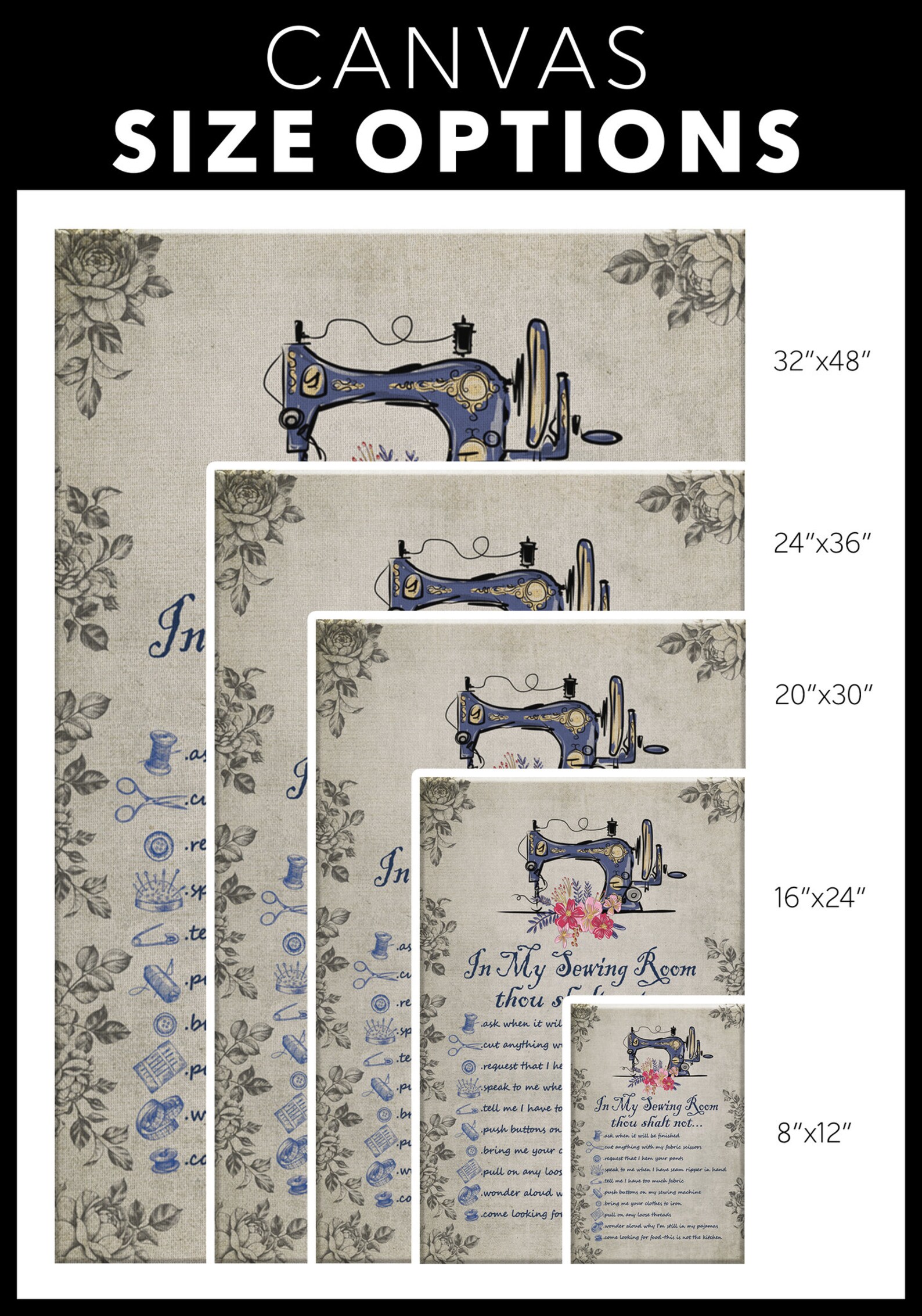 In My Sewing Room Rules Canvas Framed Wall Art Poster Etsy