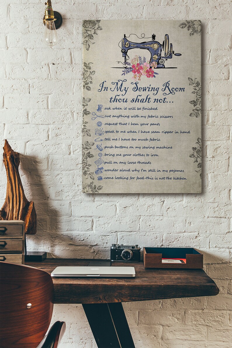 In My Sewing Room Rules Canvas Framed Wall Art Poster Etsy