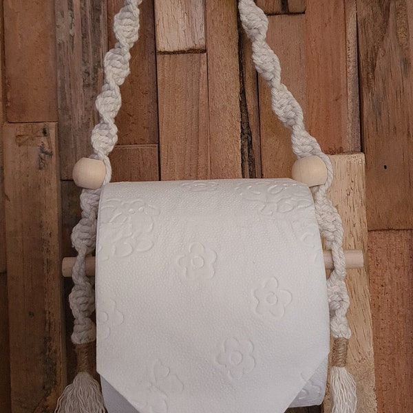 Porte-papier toilette en macramé