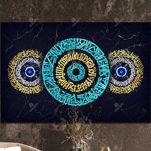 Evil Eye Arabic Calligraphy Canvas Art - Islamic Gift