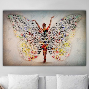 Persian Butterfly Canvas Art: Modern Calligraphy Wall Decor