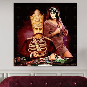 Qajar Casino Canvas Art: Persian Modern Wall Decor