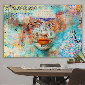 Persian Canvas Art: Shahnameh, Dance of Colors Wall Decor