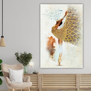 Persian Calligraphy Painting: Ballerina Art, Rumi Quote Canvas
