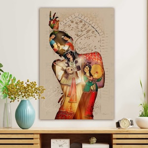 Persian Calligraphy Canvas Art: Sokhan e Eshgh, Traditional Iranian Gift