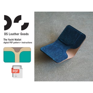 Portafoglio Yacht - Modello PDF stampabile per un portafoglio bifold compatto e sottile per carte e contanti, modello PDF in pelle, modello porta carte fai da te