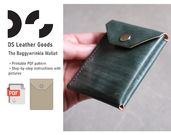 Leather Wallet PDF Pattern: DIY Cardholder Template made with single panel of leather