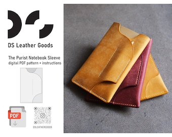 Leather Field Notes Sleeve PDF Pattern: Minimalist Notebook Cover for 5.5in by 3.5in notebooks