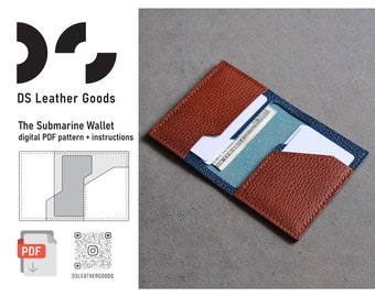 The Submarine Leather Wallet PDF Pattern: Slim Cardholder