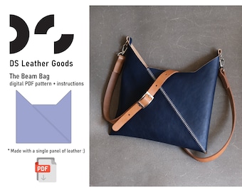The Beam Bag Leather PDF Pattern: Crossbody Purse - DIY with a single panel of leather