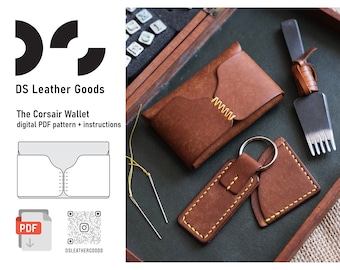 The Corsair Leather Wallet pattern, compact wallet pattern, leather wallet template, cardholder pattern, leather pattern pdf, wallet pdf