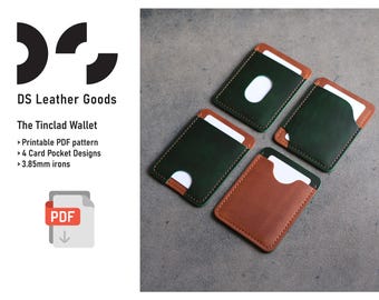The Tinclad Wallet PDF Pattern: Leather Cardholder Template with 4 pocket design variations included
