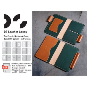 Notebook or passport leather cover PDF pattern, Field Notes cover pattern, passport wallet pattern, leather pattern pdf, DIY notebook pdf