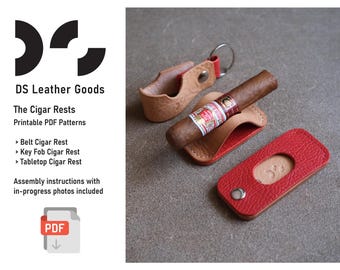Leather Cigar Rest PDF Pattern, Belt, Key Fob & Tabletop (Digital Download)