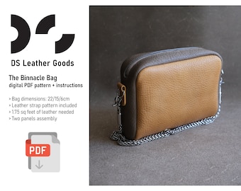 The Binnacle Bag Leather Cross-body Bag PDF Pattern: turned design with zipper closure