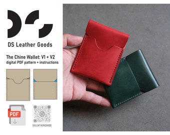 The Chine Wallet pattern pdf, wallet template pdf, leather wallet pattern, leather pattern pdf, cardholder pdf, compact wallet pattern pdf