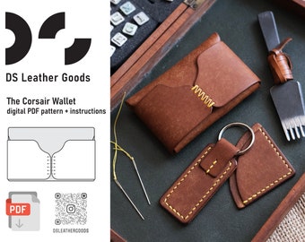 The Corsair Leather Wallet pattern, compact wallet pattern, leather wallet template, cardholder pattern, leather pattern pdf, wallet pdf