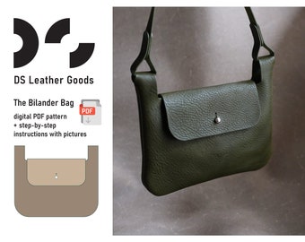 The Bilander Bag leather PDF pattern, cross-body bag pattern, leather bag pattern, small purse pattern, bag to sew, leather pattern pdf