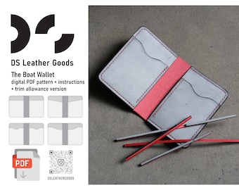 The Boat Wallet pattern pdf, leather wallet template, cardholder template, compact wallet pattern, slim wallet pattern, leather pattern pdf