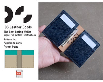 The Best Boring Wallet PDF pattern, leather wallet pattern, cardholder template PDF, compact bifold wallet pattern, leather pattern pdf